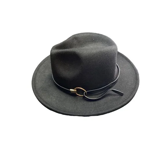 INC International Concepts Women's Panama Hat Hardware Ring Black OS NWD - Picture 2 of 3